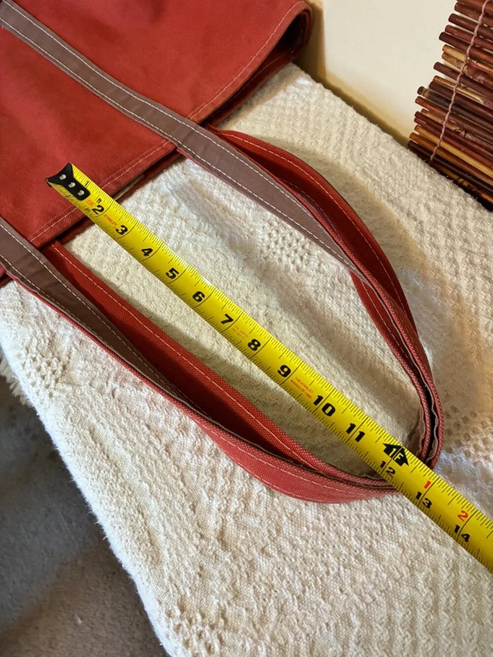 Vintage L.L. Bean XL Boat & Tote Bag Burnt Orange Brown Long Handle